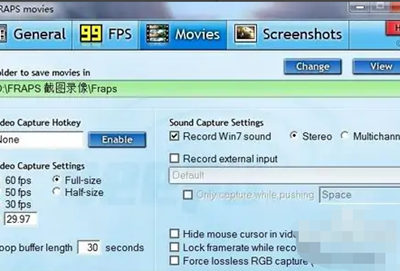 Fraps软件录制视频设置详情